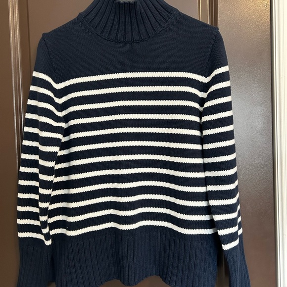 J.Crew Navy & White Striped Mock Neck Sweater | Size Small | New without tag - Picture 4 of 11